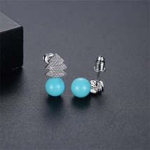 Blue Pearl &amp; Cubic Zirconia Christmas Tree Stud Earrings - £11.84 GBP