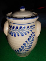 Cracker Barrel Earthware Cobalt Vine Design CANISTER- JAR...8&quot; Ht.. - £12.63 GBP