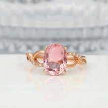 1.24Ct Oval Cut Morganite Solitaire W/A Engagement Ring 14k Rose Gold Finish - £63.83 GBP