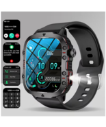 Military Smartwatch 55 mm Black Case Black Silicone Watch for Men - $32.22