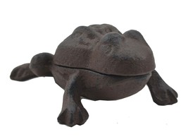 Frog Hide A Key Box Distressed Brown Cast Iron Garden Outdoor Decoration... - $13.54