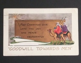 Camels Star Peace Christmas Holiday Embossed Whitney Made Antique Postcard 1926 - £6.31 GBP