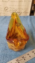 Vintage Murano Art Deco Glass - Small Vase Centerpiece - Yellow Swirl Fl... - £27.19 GBP