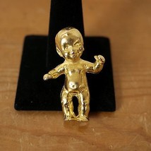 Vintage Style Gold Tiny Mini Baby Brooch Pin Designer Runway Prototype Statement - £117.98 GBP