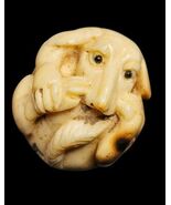Vintage Japanese Ojime Bead Dog Hand Carved Signed Zodiac Showa Era - €127,22 EUR