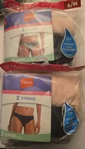 Hanes Women&#39;s 100% Cotton Bikinis 2 Pack Lot of 2 - Total of 4 Size 6 - $16.82