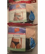 Hanes Women&#39;s 100% Cotton Bikinis 2 Pack Lot of 2 - Total of 4 Size 6 - $307.26 MXN