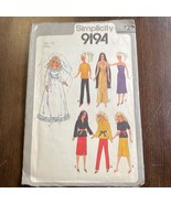 Simplicity 9194 Vintage 1979 12.5” Doll Clothing Sewing Pattern - $12.69 CAD
