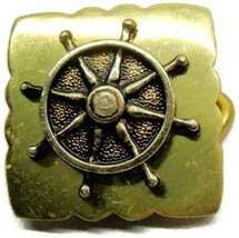 Boat Marine Steering Wheel Gold Tone Square Scallop Accent Waist Belt Bu... - $24.74