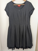 Kirna Zabete At Target Size 14 Gray Dress Full Front Zip Cap Sleeve Knee... - $14.99