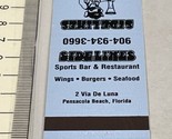Matchbook Cover  Sidelines Sports Bar &amp; Restaurant Pensacola Beach, FL  gmg - $12.38