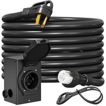 25FT 50 Amp Generator Cord+Power Inlet Box Waterproof Combo Kit NEMA 14-50P - £150.66 GBP