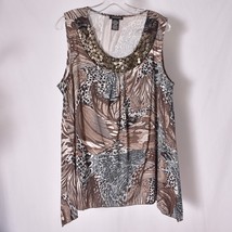 Notations Women&#39;s Animal Print Sleeveless Sequin Blouse Size XL - $14.62