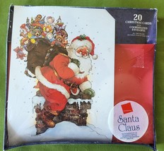 20 Santa Going Down Chimney Christmas Cards &amp; Envelopes Boxed by Paper Magic - £3.90 GBP