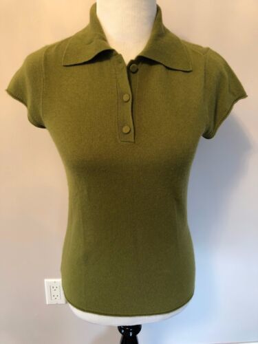 Primary image for EUC MAGASCHONI Cashmere Pea Green Polo Top Sweater SZ S