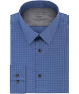 NWT Calvin Klein Men&#39;s Size 16.5 32/33 Blue Dot Print Dress Shirt - £23.61 GBP
