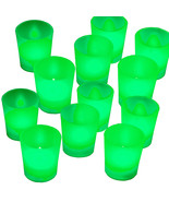 12 GREEN Led Tea Light Votive Flameless Battery Candles Wedding Party Ro... - £15.71 GBP