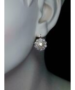 1Ct Simulated Pearl &amp; Diamond Drop Dangle Ear... - $2,081.23 MXN