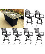 Patio bar set 7pc double burner fire pit table Nassau cast aluminum furn... - £3,279.82 GBP