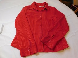 Covington Womens M medium Long Sleeve Blouse shirt red stripes Pre-owned - $39.59