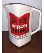 Vintage Borzoi Dry Imperial Vodka White Ceramic Pitcher Bar Jug Pub Wade... - $25.50