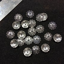 SILVER OXIDIZE METAL CAPS 140 PCS KUNDAN OXIDISED JEWELRY RAW MATERIAL SET - $17.81