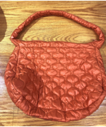 Crazy Lou Paris Large Quilted Puffy Orange Tote Shoulder Bag - $44.55