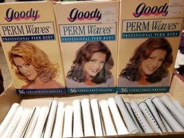 Lot of 131 Goody perm waves professional perm rods medium large small wh... - £11.39 GBP