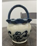 BLUE BUNNY Handmade Salt Stoneware Basket WISCONSIN POTTERY Columbus WI - $1,636.38 MXN