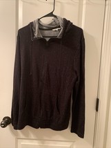 C&amp;C Sport Womens Knit Zip Up Hoodie Jacket Sweatshirt Black Size XL Pockets - £41.81 GBP