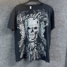 Gildan Soft Style T-Shirt Men LG Black  Sacrifice Skelton All Over Graph... - £12.60 GBP