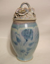 Large Studio Art Pottery Jar Hand Thrown and Built Ceramic Floral Motif Signed - £98.28 GBP