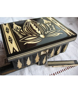 Wooden Puzzle Jewelry Box With Secret Hidden Locked Compartment Key Hand... - £40.24 GBP