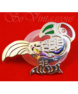 Vintage Mexican Sterling Silver Abalone &amp; Enamel Parrot Brooch - £27.97 GBP