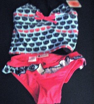 Bathing Suit Swimwear By Floatimini Neon w/Kittens /Sz 5 2 PC +UPF Protect - £20.93 GBP