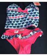 Bathing Suit Swimwear By Floatimini Neon w/Kittens /Sz 5 2 PC +UPF Protect - $532.19 MXN