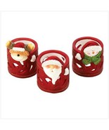 3 PIECE SANTA CHRISTMAS HOLIDAY CANDLE HOLDER - £75.93 GBP