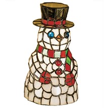 TIFFANY SNOWMAN STAINED GLASS ACCENT FIGURINE LAMP - £159.49 GBP