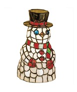 TIFFANY SNOWMAN STAINED GLASS ACCENT FIGURINE LAMP - £160.35 GBP