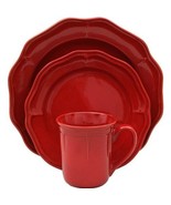 Vintage Fluted Red Garnet Dinnerware Set Service for 4 - £287.76 GBP