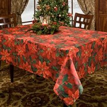 Poinsettias Elegance Christmas Holidays Tablecloth (Sz 60&quot;X 84&quot; - £39.28 GBP