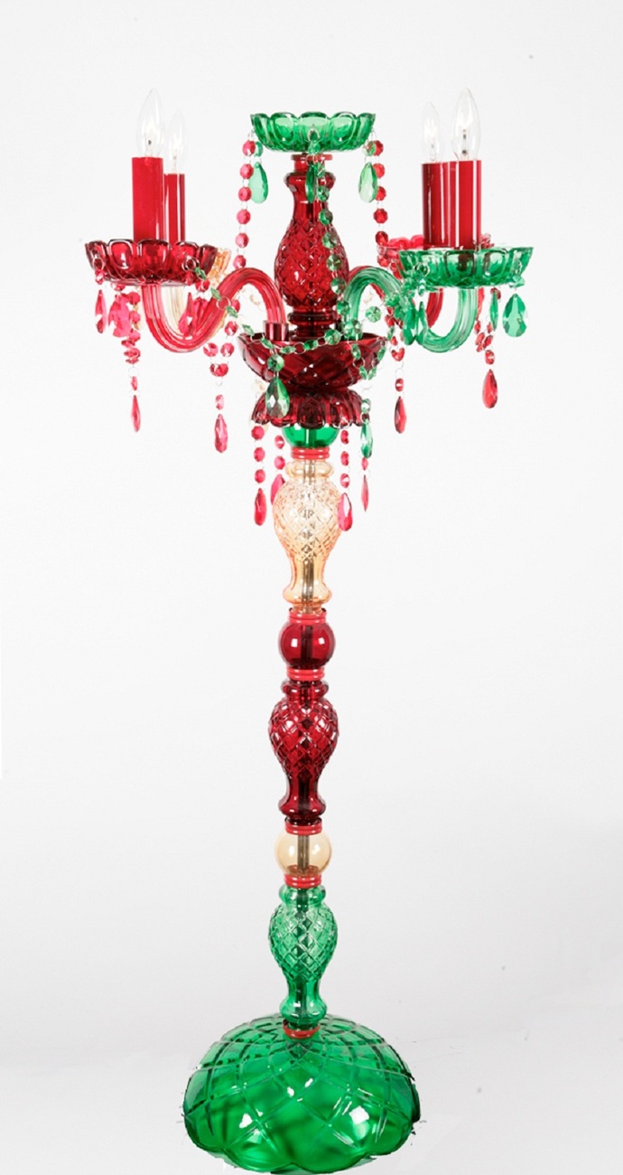 Christmas Holidays  Red And  Green Crystal Candelabra Candle Holder  Set - $3,500.00