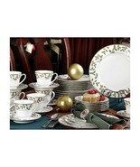 Christmas Holiday Gold Holly and Berry 40 Piece Dinnerware Set - £524.36 GBP