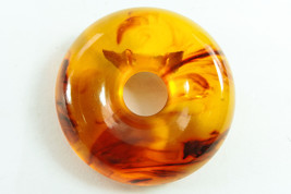  Vintage Amber Apple Juice Bakelite Round Dress Pin - £48.64 GBP