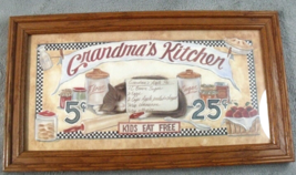 Picture Grandma&#39;s Kitchen Kids Eat Free Wooden Frame 18 in  X 10 in - $13.95