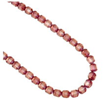 50 Pink Amethyst Gold Ends Czech Glass 5mm Faceted Tube Cathedral Craft Beads - £3.94 GBP