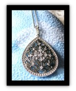 VTG JTW 925 Sterling Silver Diamond Teardrop Pendant with 20” Chain Neck... - $50.26