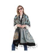 Anyyou 100% Pure Merino Wool Gray Poncho Winter Large Scarf Pashmina Sha... - €83,48 EUR