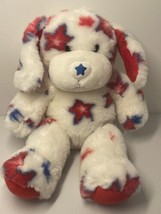 Build A Bear Patriotic Puppy Dog 13” Red Blue Stars White Plush Stuffed ... - $14.01