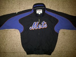 Authentic MLB Majestic New York NY Mets Black Royal Blue Orange Jacket L... - £78.65 GBP
